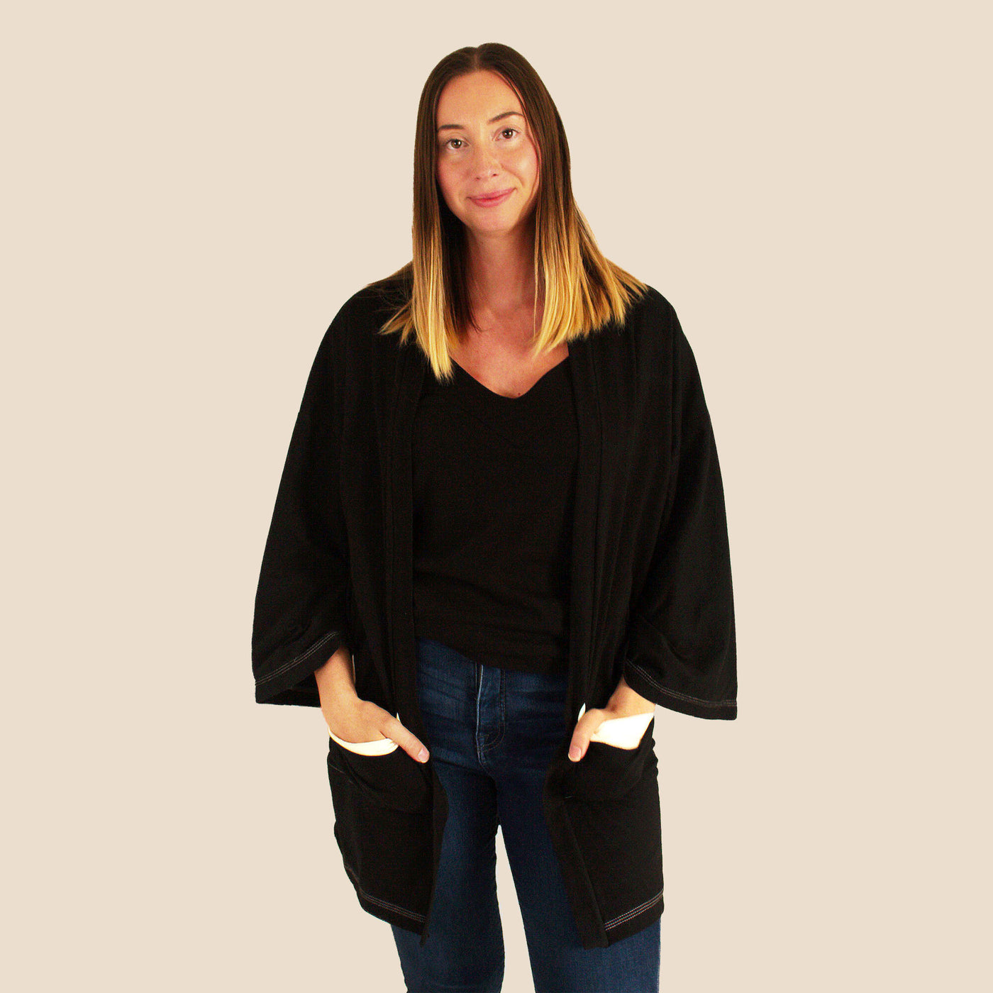 The Wave Kimono Cardigan - Black